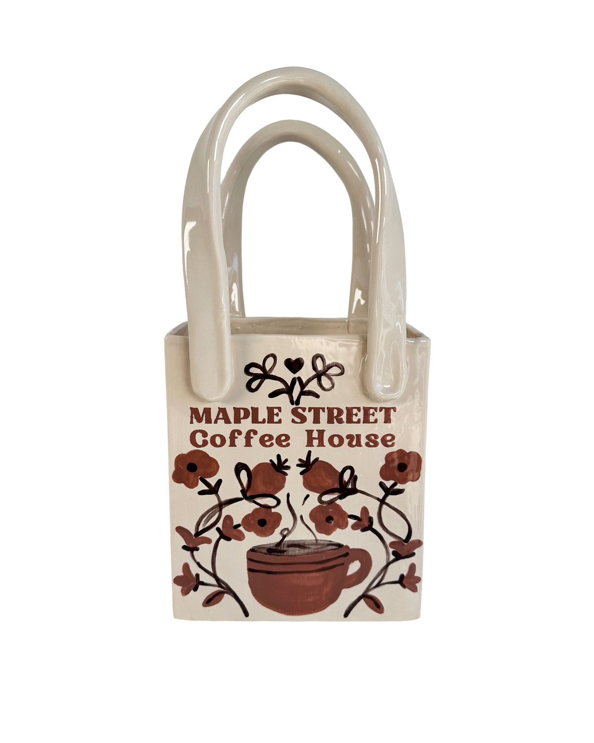 Coffee Shop Tote Bag Vase | Handpainted Artwork-2