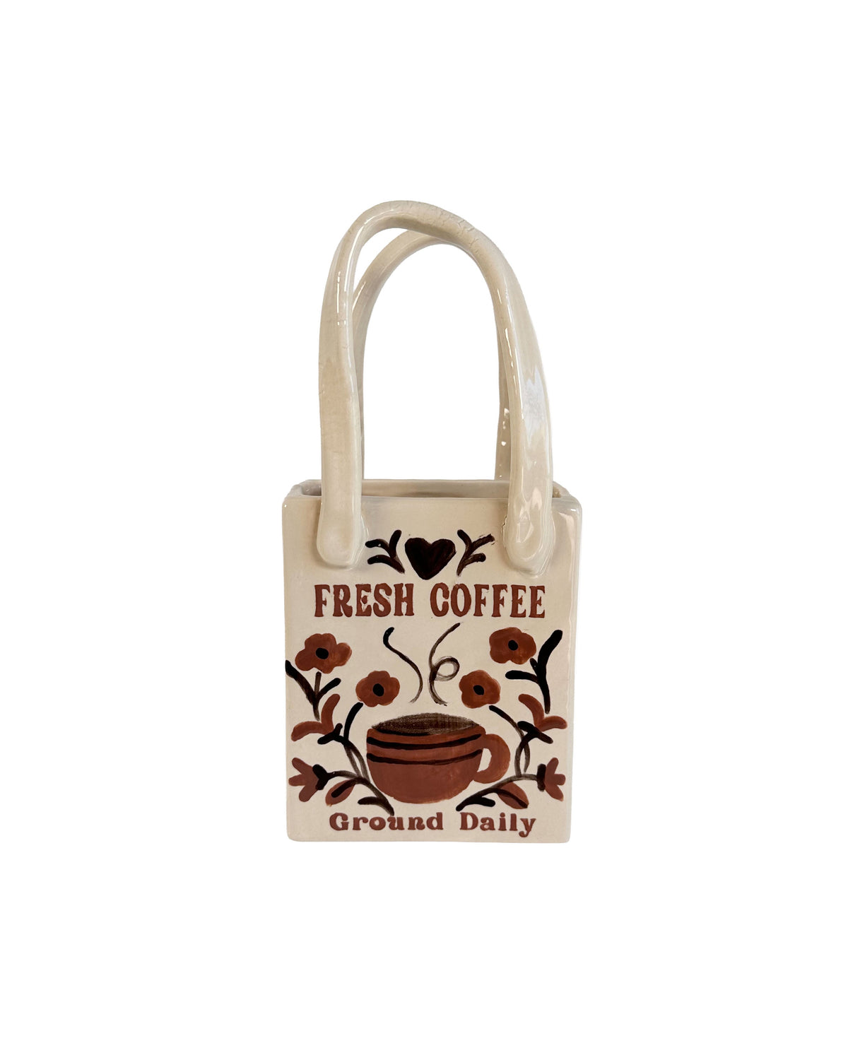 Coffee Shop Tote Bag Vase | Handpainted Artwork-zoom-3