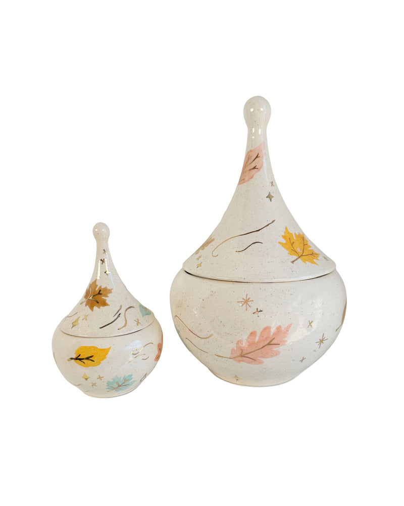 Wind & Leaves Speckled Teardrop Jar with 22k Gold Accents-zoom-