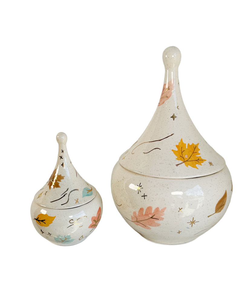Wind & Leaves Speckled Teardrop Jar with 22k Gold Accents-zoom-