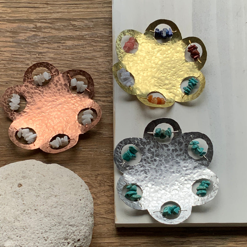 Hammered Metal Gemstone Ring Dish-zoom-