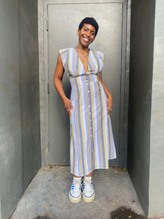 Penelope Dress in Linen Stripe - Aware House - Field Day - 