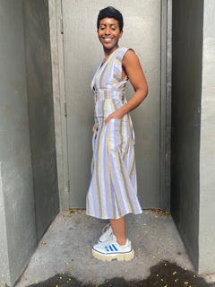 Penelope Dress in Linen Stripe - Aware House - Field Day - 