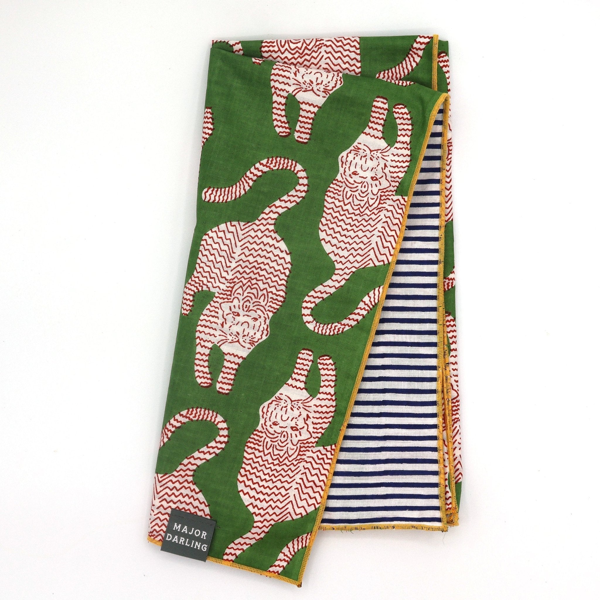 Reversible Dog Bandana | Green Tigers & Stripes - Aware House