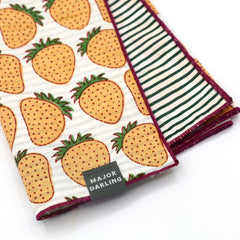 Reversible Dog Bandana | Yellow Strawberries & Stripes - Aware House
