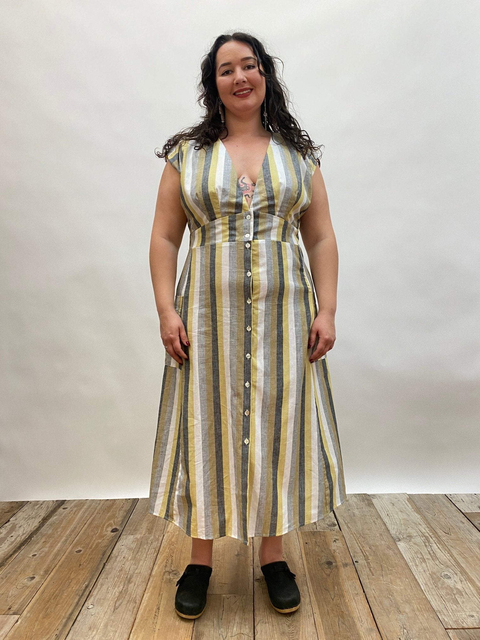 Penelope Dress in Linen Stripe - Aware House - Field Day - 