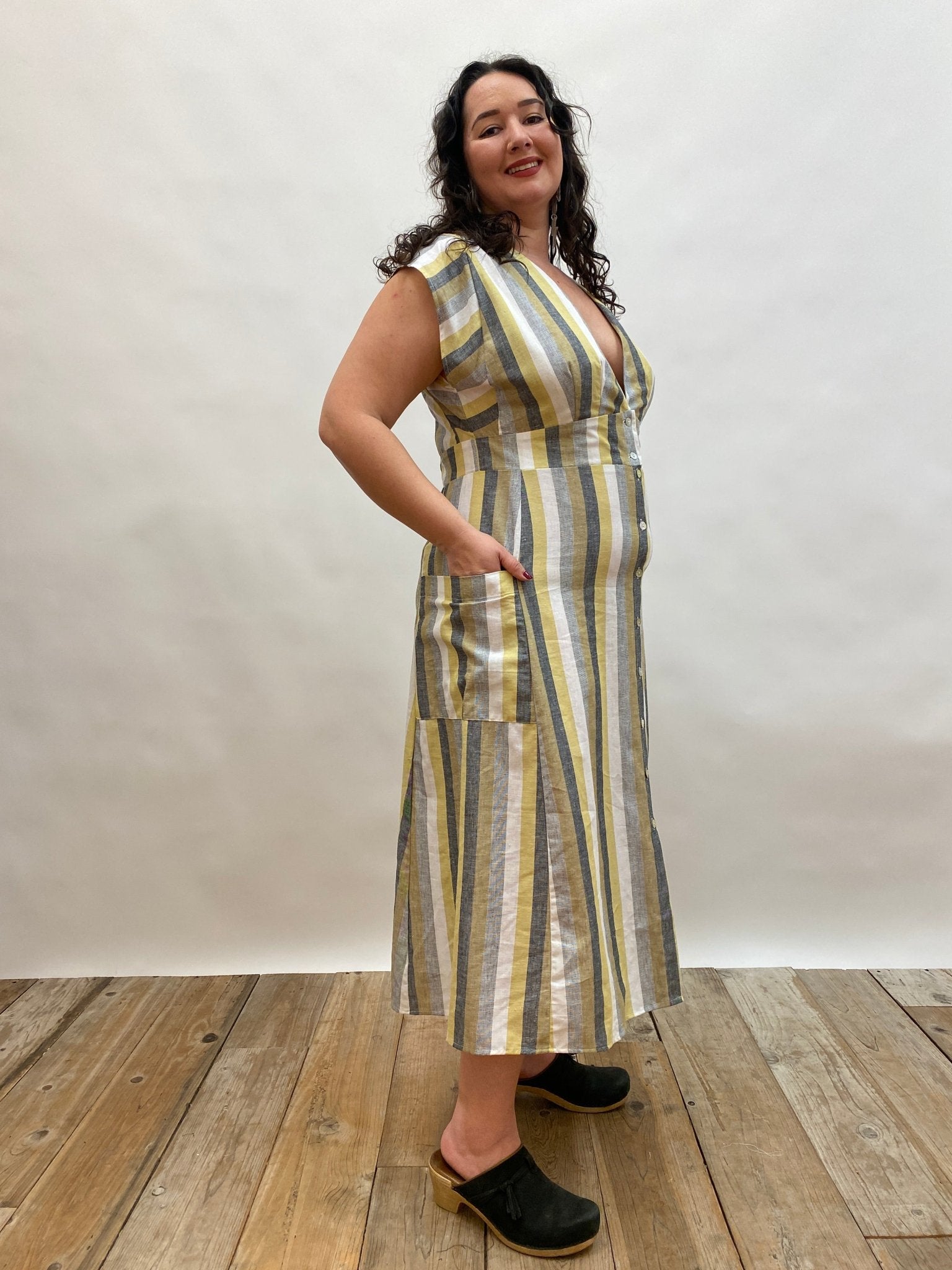 Penelope Dress in Linen Stripe - Aware House - Field Day - 