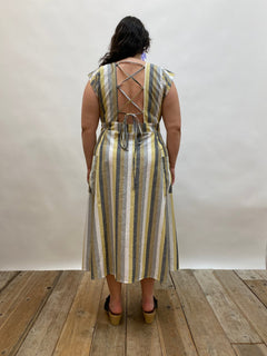 Penelope Dress in Linen Stripe - Aware House - Field Day - 