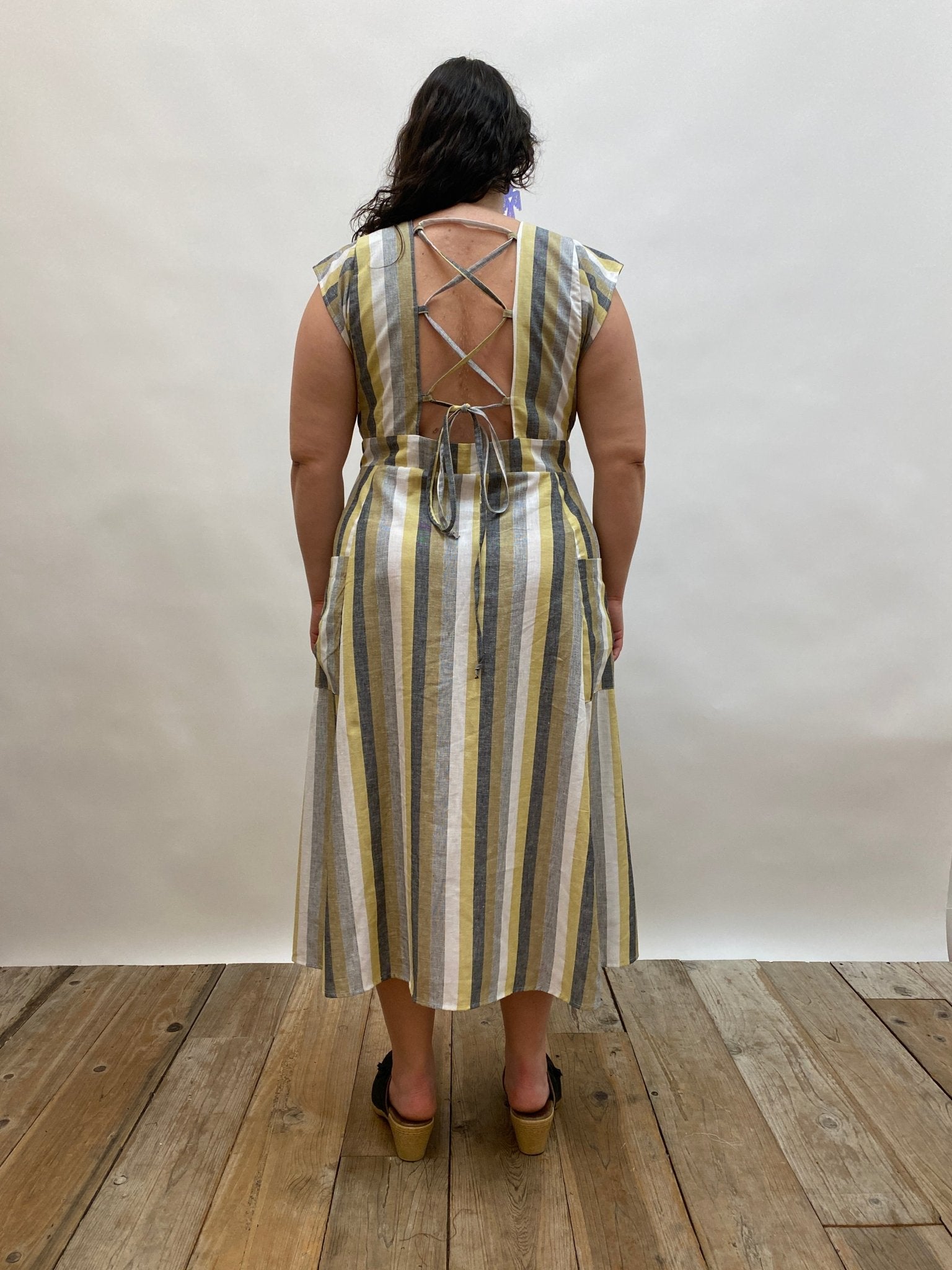 Penelope Dress in Linen Stripe - Aware House - Field Day - 