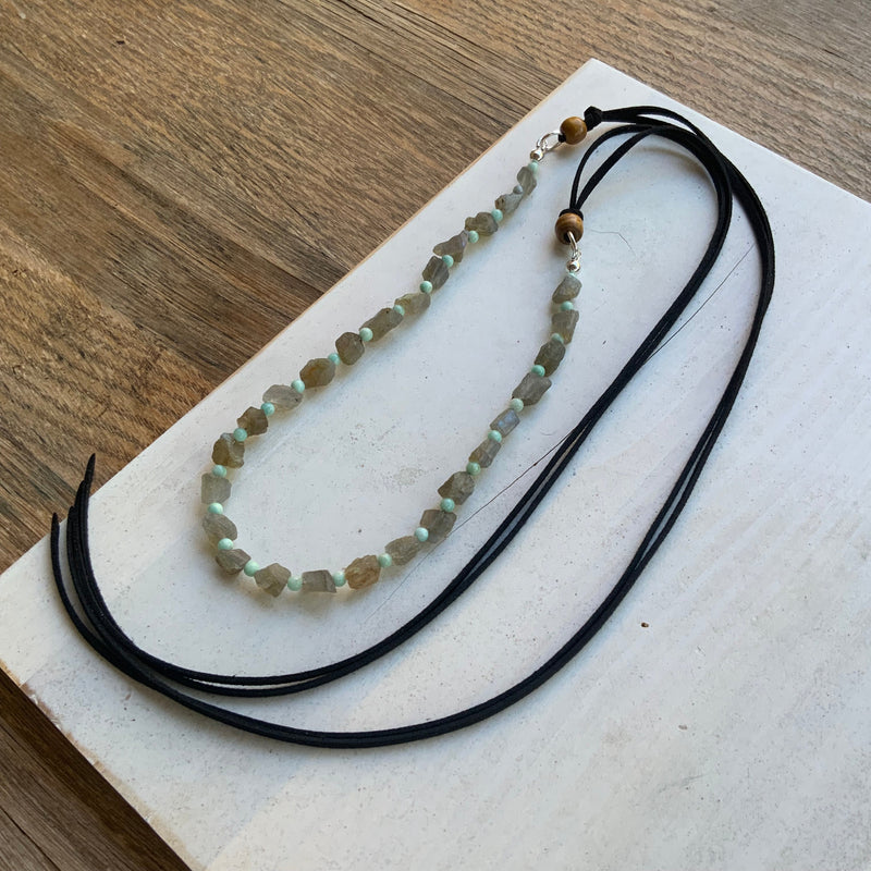 Crystal Labradorite & Amazonite Hatband-zoom-