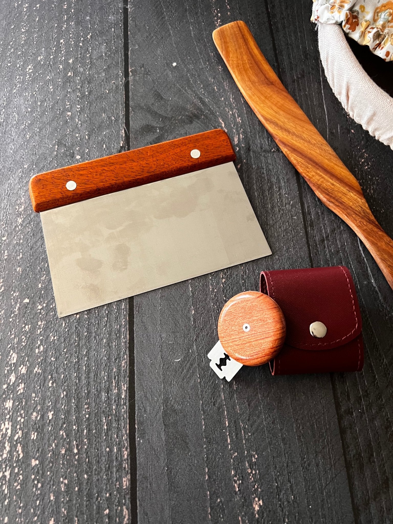 Wooden Bench Scraper | Bread Dough Scraper & Cutter - Aware House