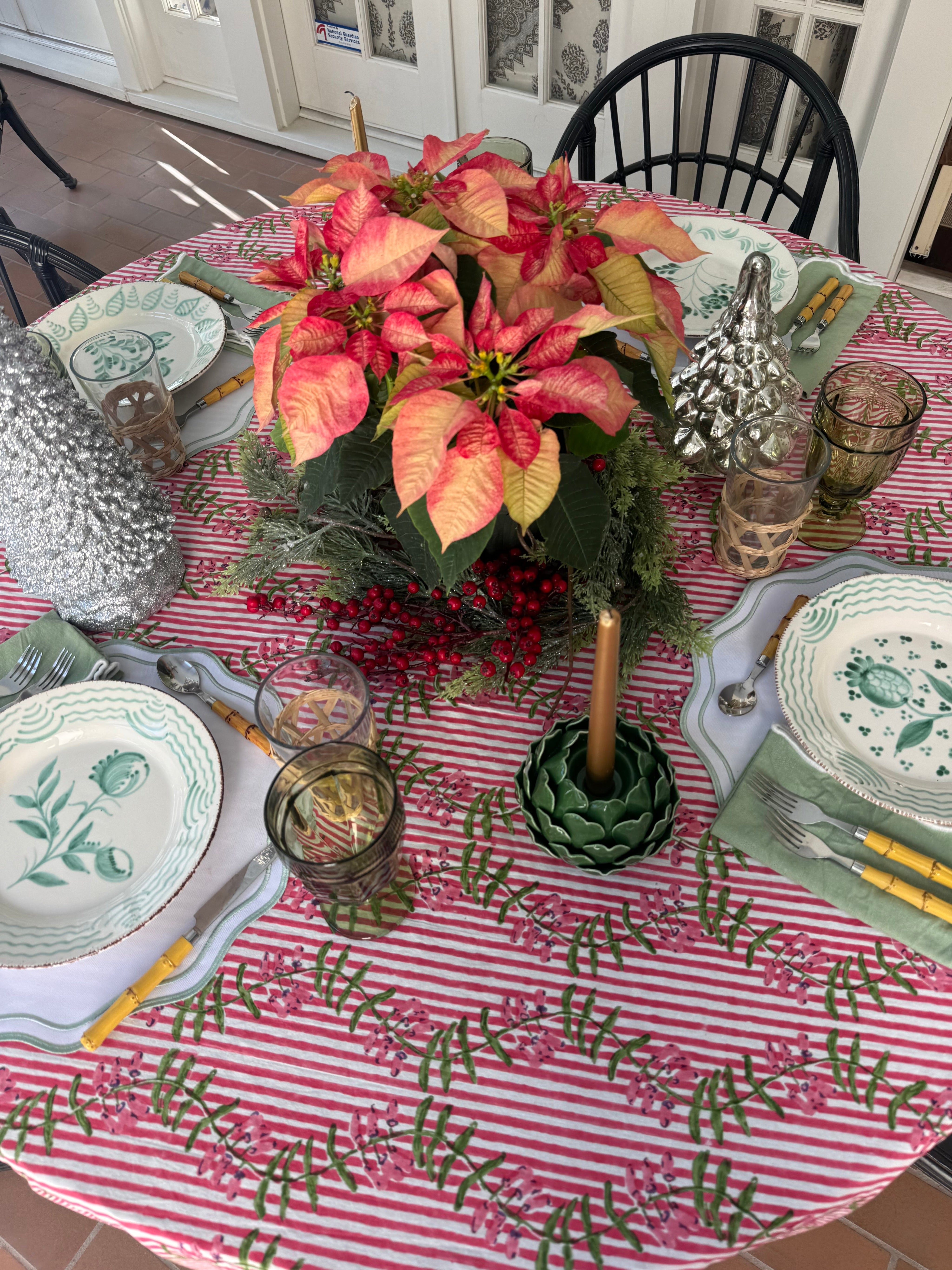 Nantucket Stripe Tablecloth in Holiday Pink-zoom-3