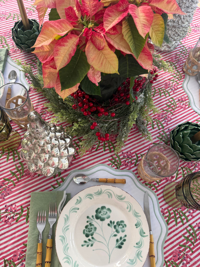 Nantucket Stripe Tablecloth in Holiday Pink-zoom-
