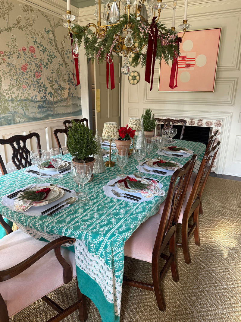 Bluebell Tablecloth in Emerald-zoom-