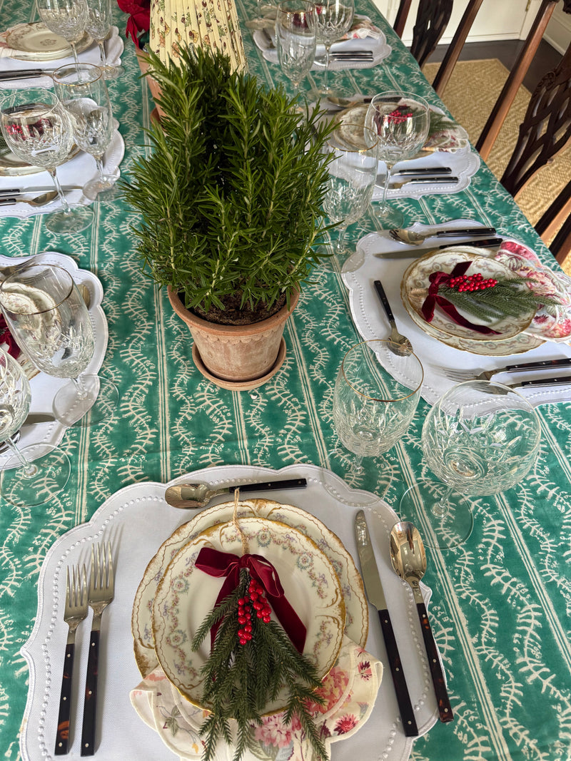 Bluebell Tablecloth in Emerald-zoom-