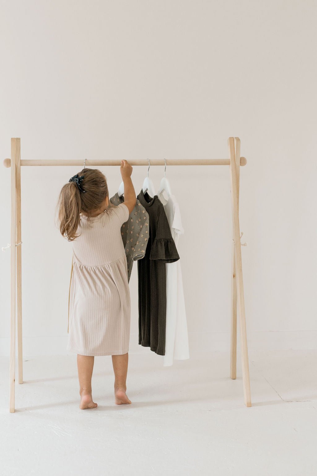 Wooden Toddler Clothing Rack | Montessori Dress Rack - Aware House
