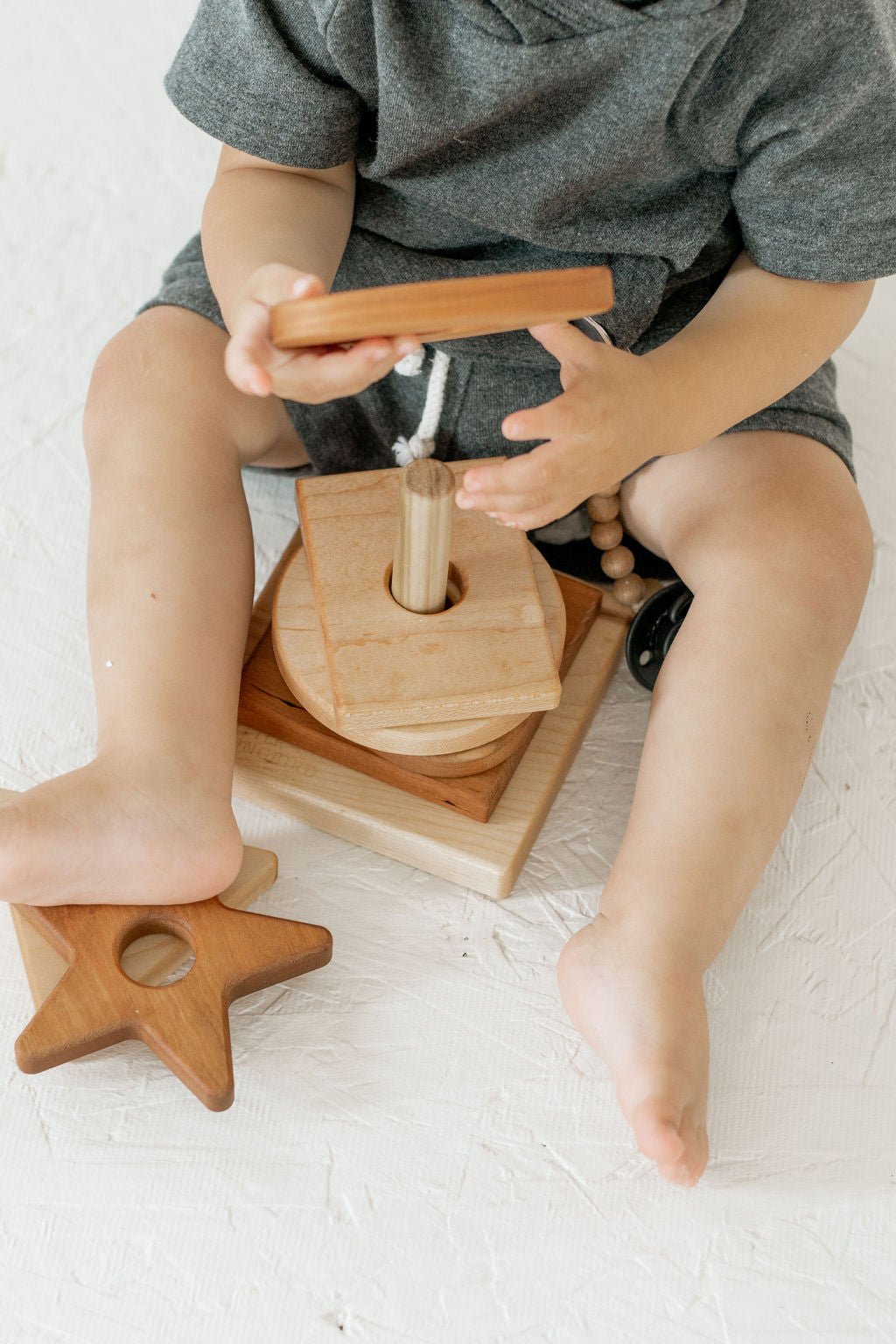 Wooden Shape Stacker | Montessori - Inspired Baby Toy - Aware House