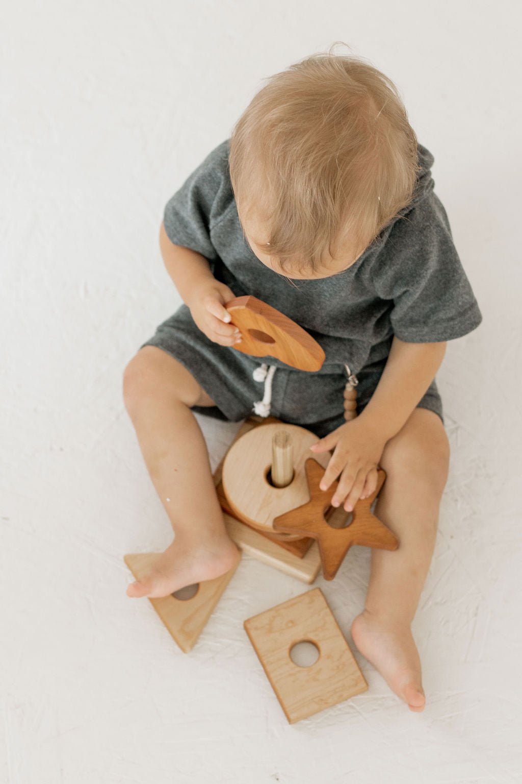 Wooden Shape Stacker | Montessori - Inspired Baby Toy - Aware House