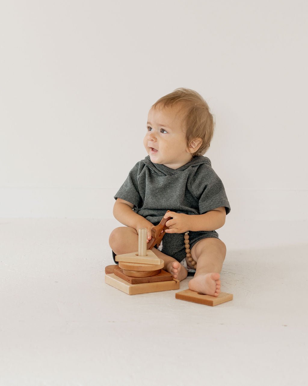 Wooden Shape Stacker | Montessori - Inspired Baby Toy - Aware House