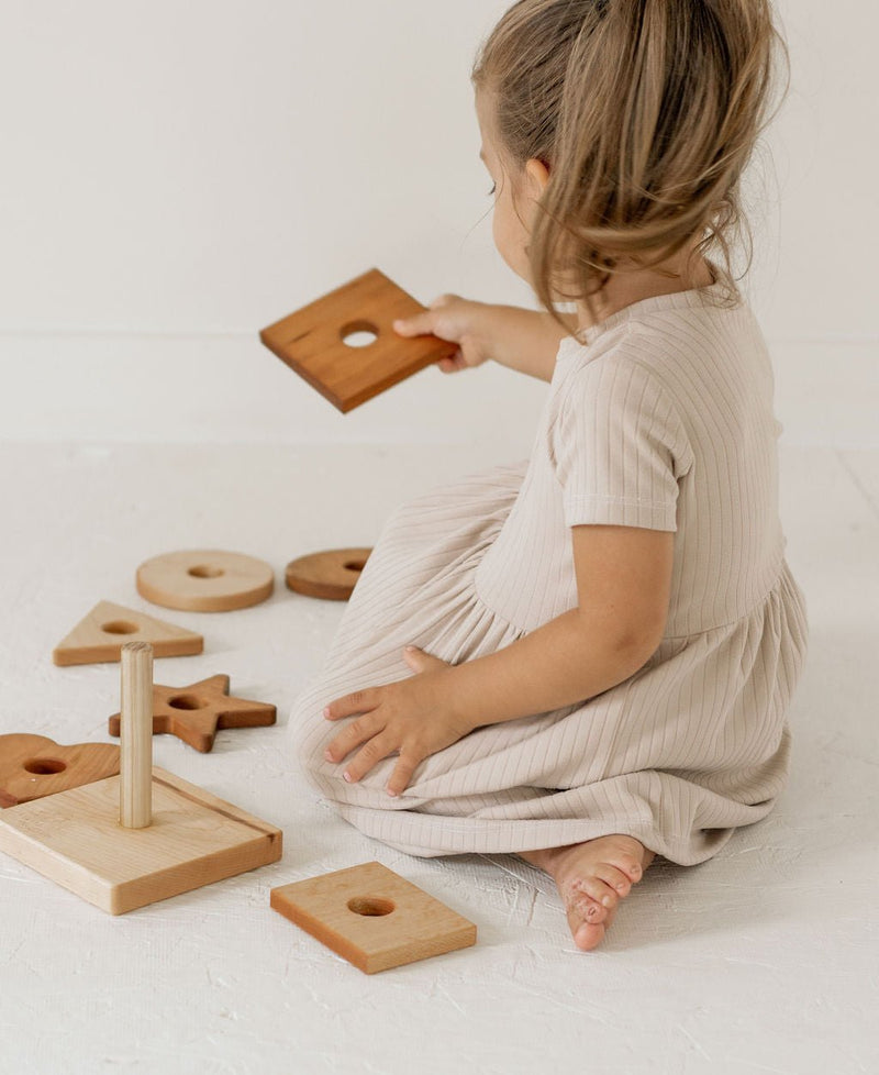 Wooden Shape Stacker | Montessori-Inspired Baby Toy-zoom-