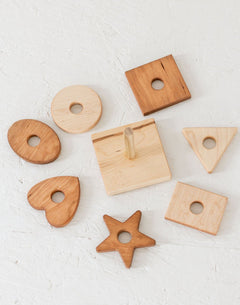 Wooden Shape Stacker | Montessori - Inspired Baby Toy - Aware House