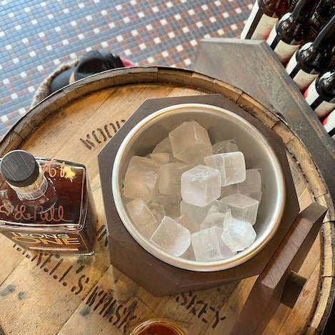 Unique Wooden Ice Bucket in Blackened Cherry-zoom-