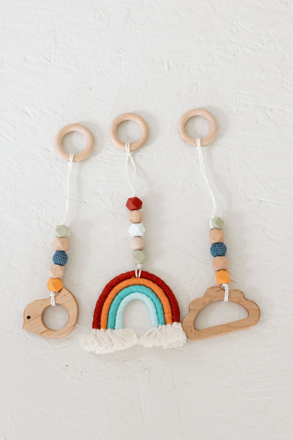 Rainbow Hanging Baby Gym Toys | Cotton & Wooden Activity Toy Set - Aware House
