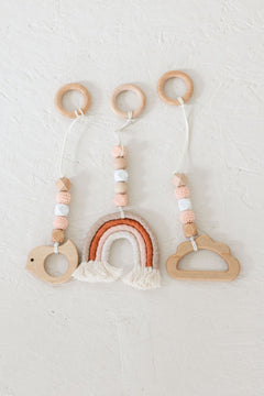 Rainbow Hanging Baby Gym Toys | Cotton & Wooden Activity Toy Set - Aware House