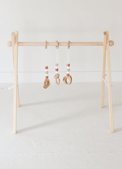 Classic Maroon Baby Play Gym | Wooden Activity Gym - Aware House