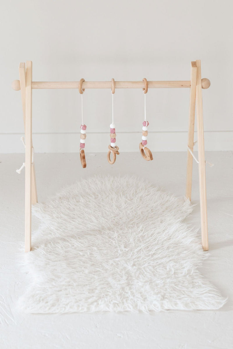 Dusty Rose Baby Play Gym | Wooden Activity Gym-zoom-