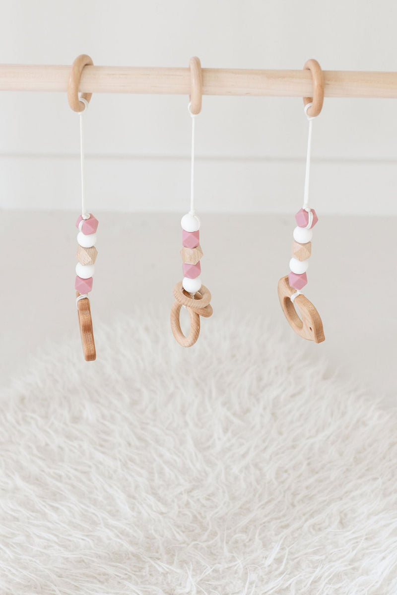Dusty Rose Baby Play Gym | Wooden Activity Gym-zoom-