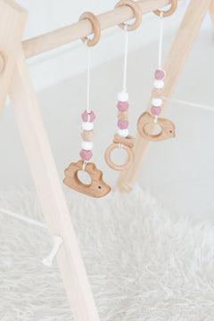 Dusty Rose Baby Play Gym | Wooden Activity Gym - Aware House