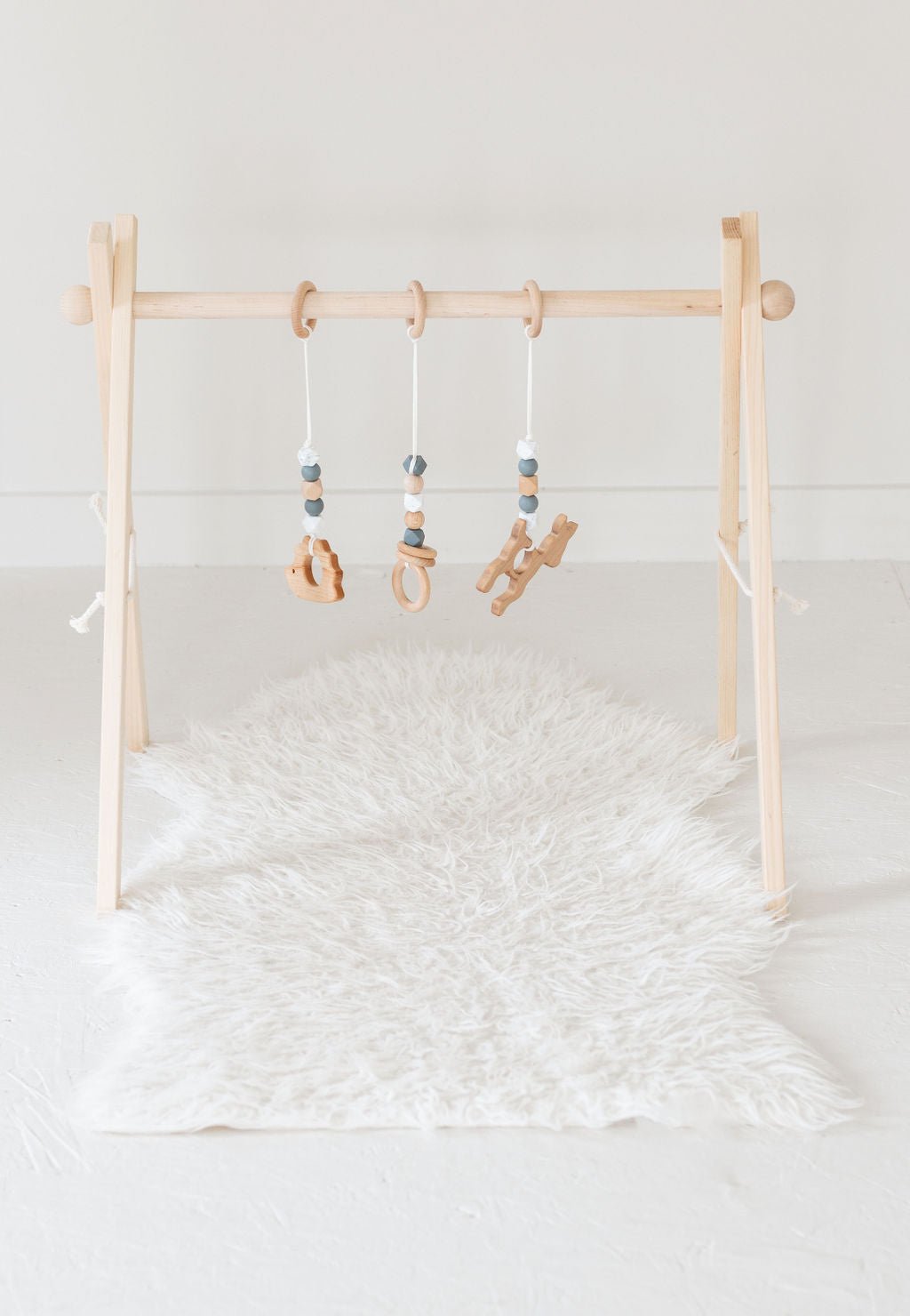 Classic Gray Baby Play Gym | Wooden Activity Gym - Aware House
