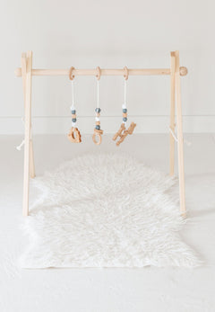 Classic Gray Baby Play Gym | Wooden Activity Gym - Aware House