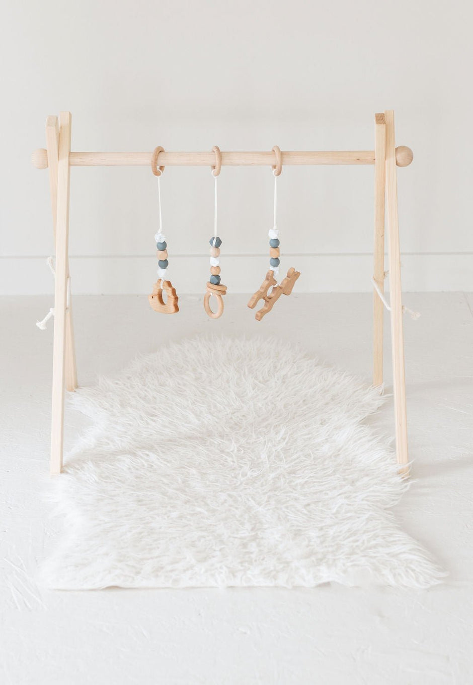 Classic Gray Baby Play Gym | Wooden Activity Gym - Aware House