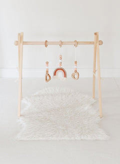 Rainbow Hanging Baby Gym Toys | Cotton & Wooden Activity Toy Set - Aware House
