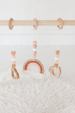 Rainbow Hanging Baby Gym Toys | Cotton & Wooden Activity Toy Set - Aware House