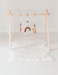 Rainbow Hanging Baby Gym Toys | Cotton & Wooden Activity Toy Set - Aware House