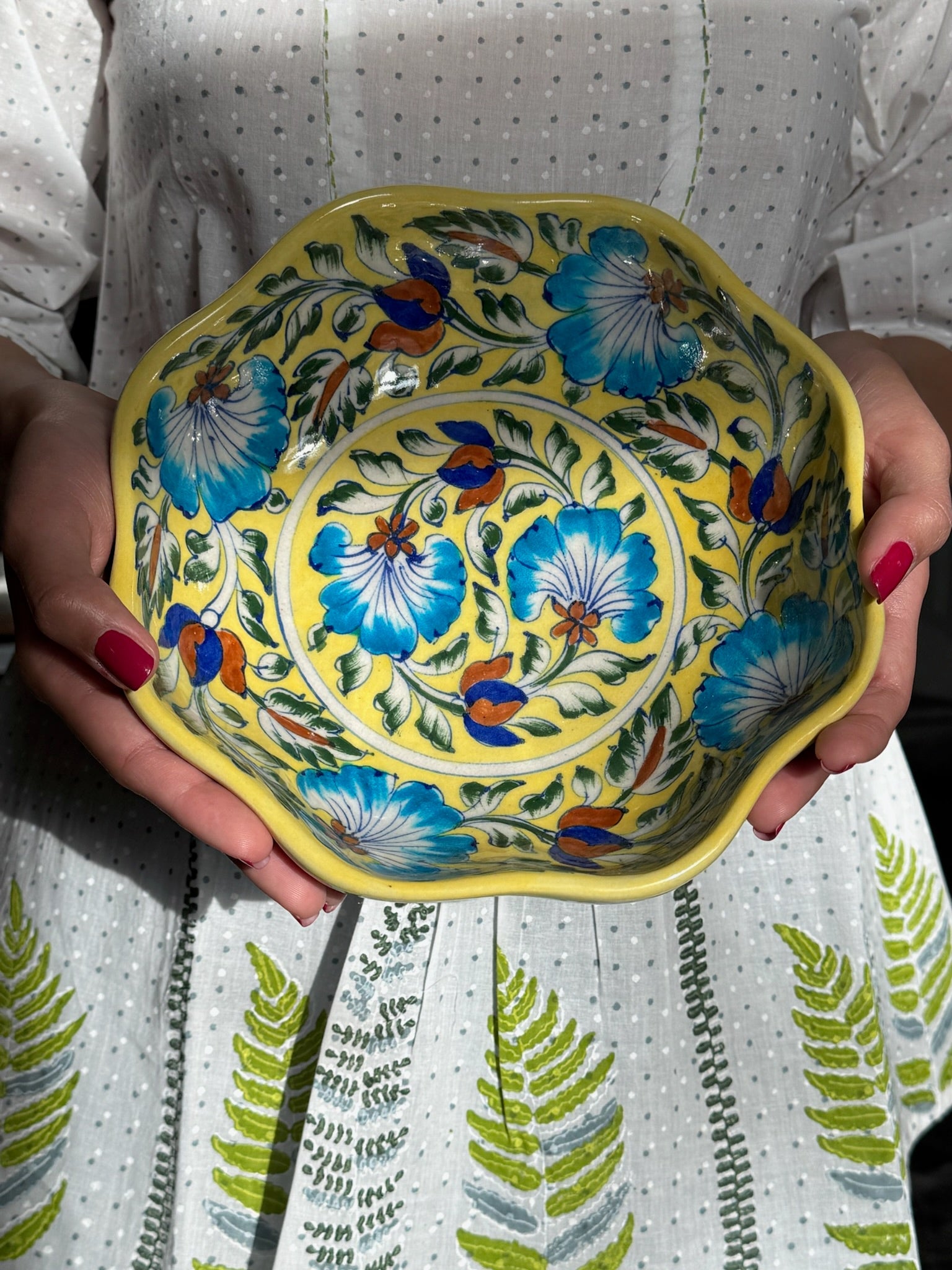 Terra Handmade Bowls | Blue Pottery Hand-Painted Serving Bowl