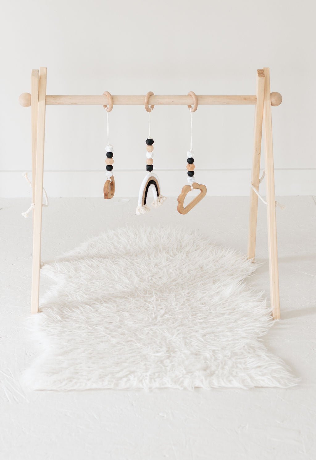 Rainbow Hanging Baby Gym Toys | Cotton & Wooden Activity Toy Set - Aware House