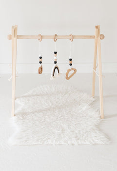 Rainbow Baby Play Gym (Monochrome) | Wooden Activity Gym - Aware House