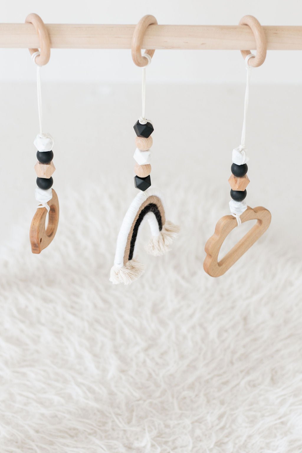 Rainbow Baby Play Gym (Monochrome) | Wooden Activity Gym - Aware House