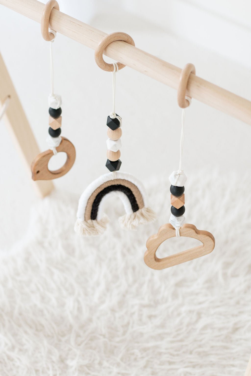 Rainbow Baby Play Gym (Monochrome) | Wooden Activity Gym - Aware House
