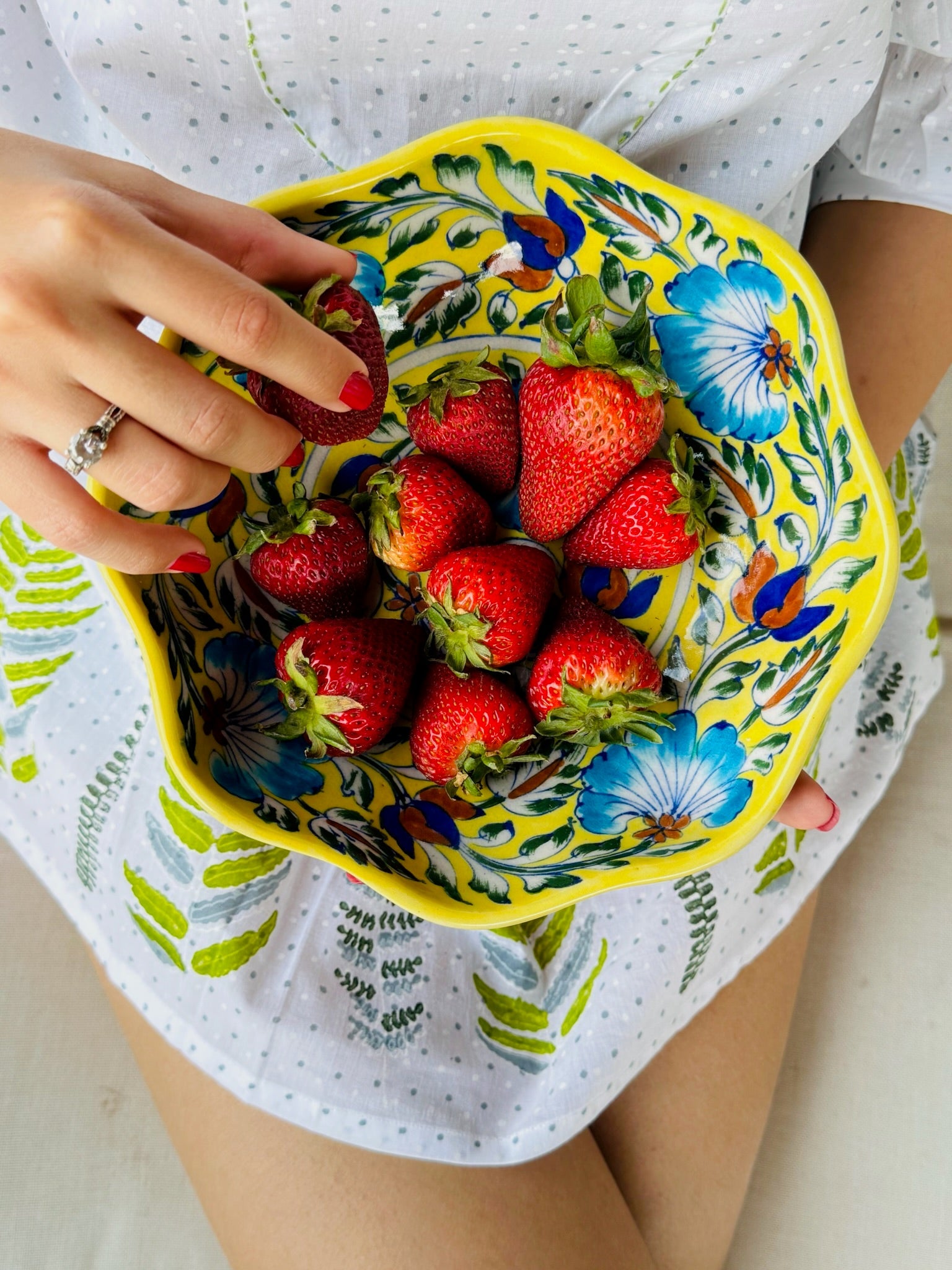 Terra Handmade Bowls | Blue Pottery Hand-Painted Serving Bowl-2