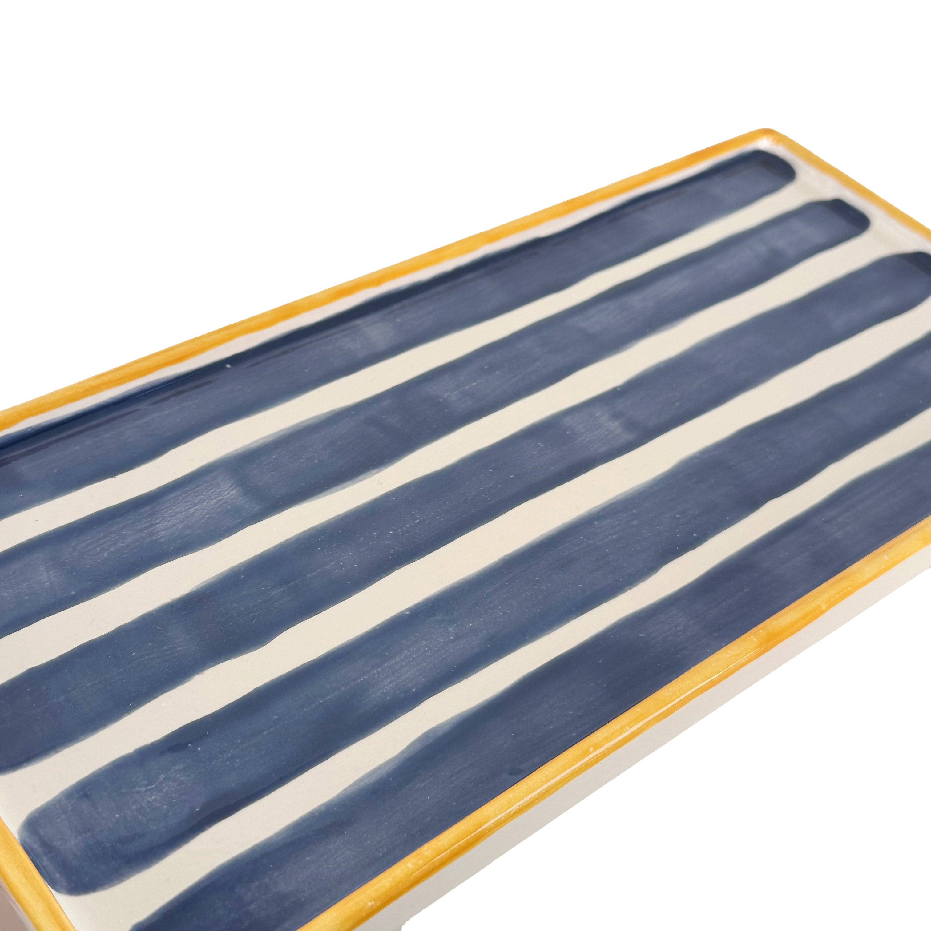 Striped Low Profile Tray in Blue & Yellow-zoom-2