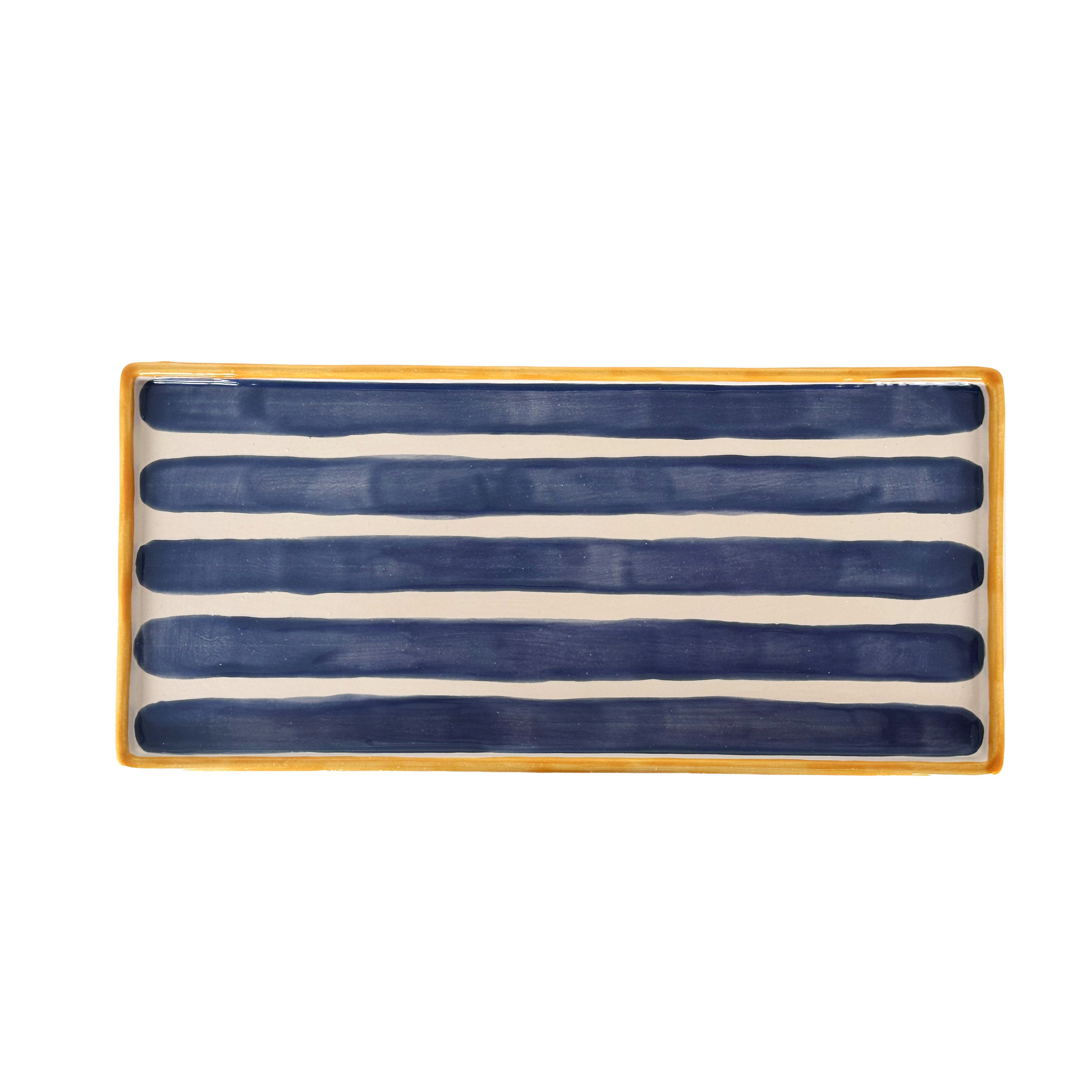 Striped Low Profile Tray in Blue & Yellow-zoom-1