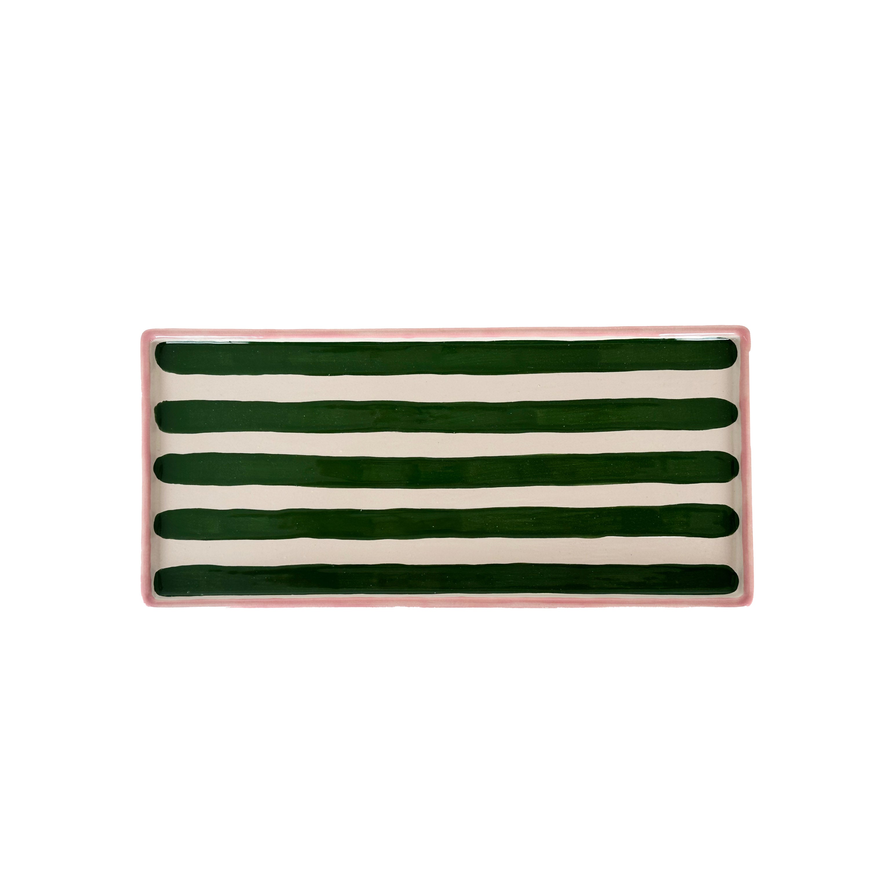 Striped Low Profile Tray in Pink & Green-zoom-2