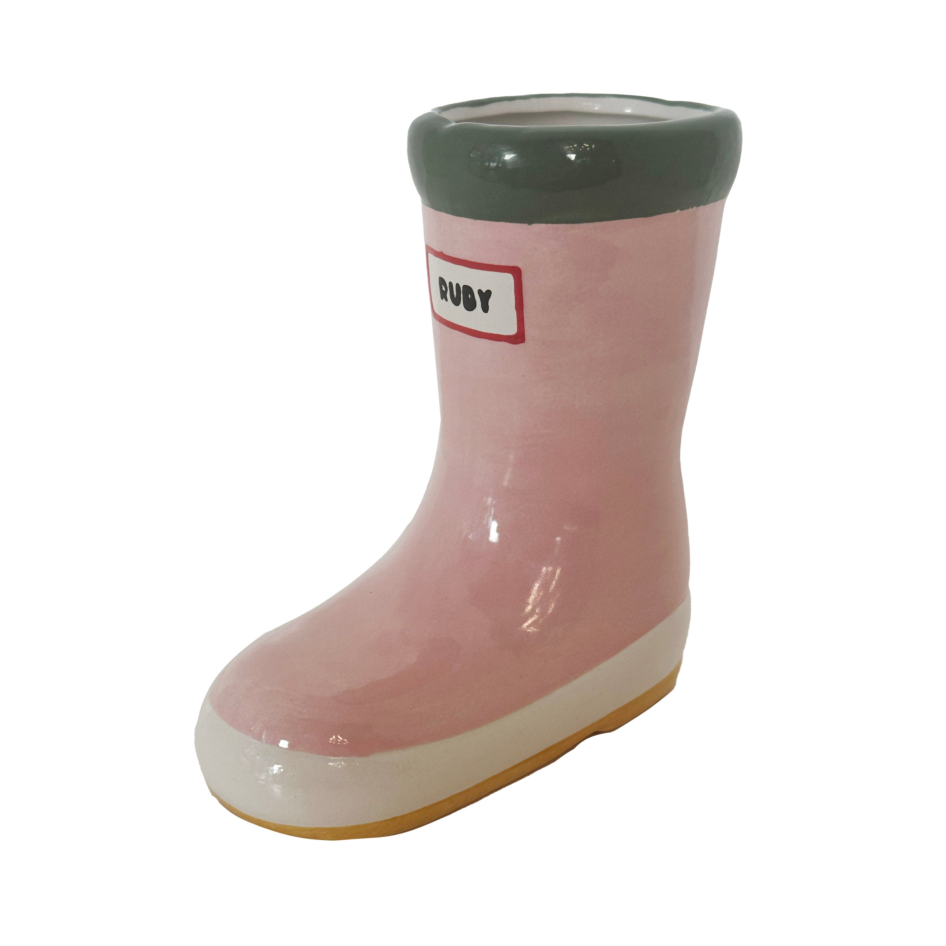 Multicolor Rainboot Vase in Pink