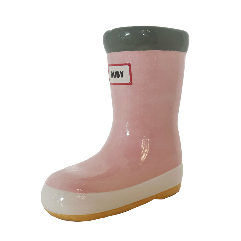 Multicolor Rainboot Vase in Pink-zoom-
