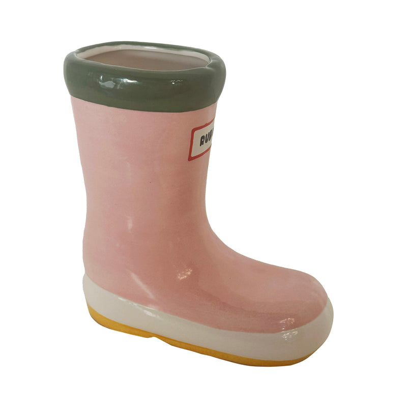Multicolor Rainboot Vase in Pink-zoom-